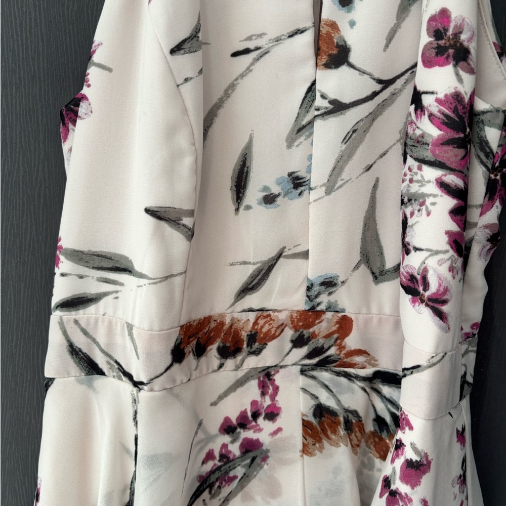 le chateau Cream Floral High-Low Skirt with Pink & Green Accents - Picture 4 of 5